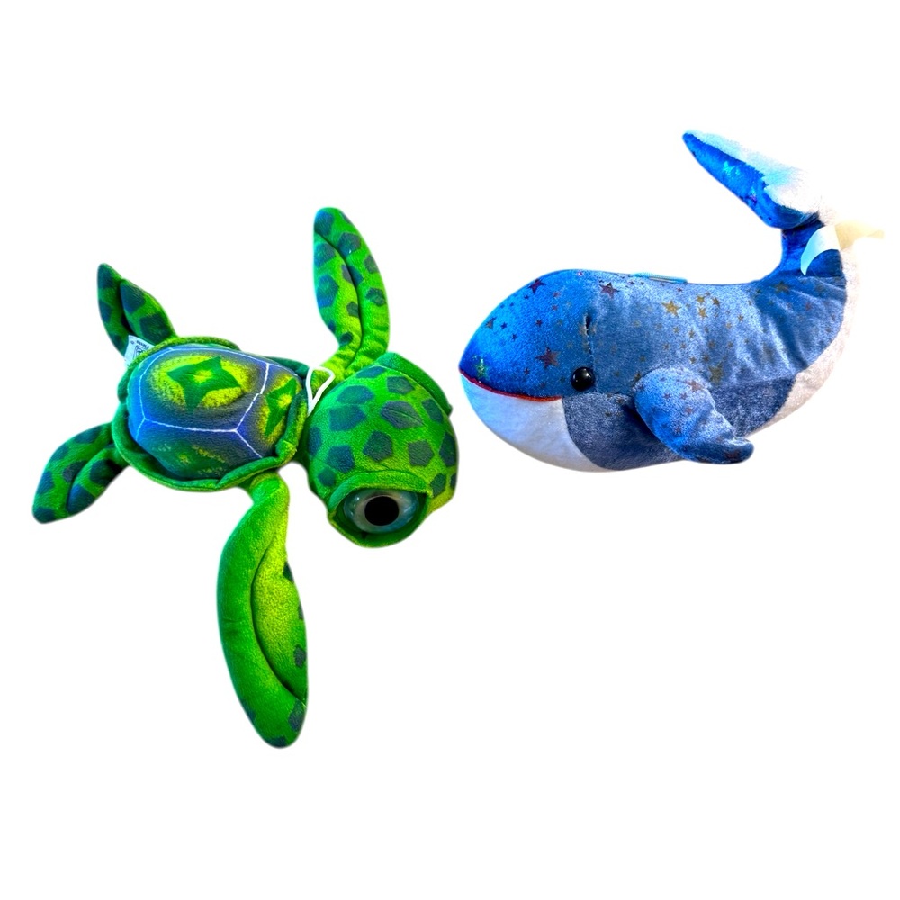 Turtle & Whale | Fiesta Green and Blue Stuffed Animal Set Ocean Beach Aquarium